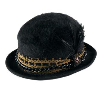 Chapeaux ronds derby doublés pour hommes en laine douce concassable unisexe  noir
